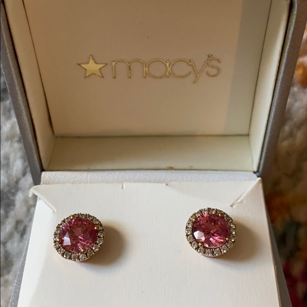 14K Gold Pink Swarovski Cubic Zirconia Earring